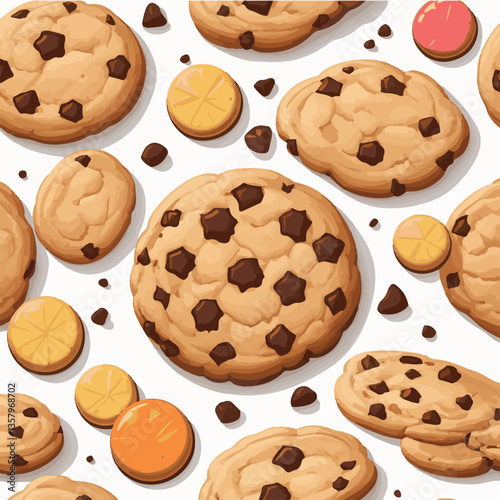 dessert, cookie, food, sweet, biscuit, bakery, background, chocolate, snack, delicious, homemade, brown, candy, isolated, chip, cake, bake, tasty, breakfast, pastry, fresh, closeup, vector, chips, cru
