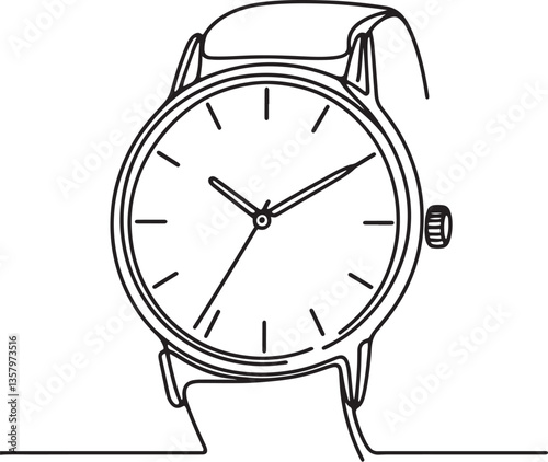 Line art wristwatch drawing featuring minimalist design