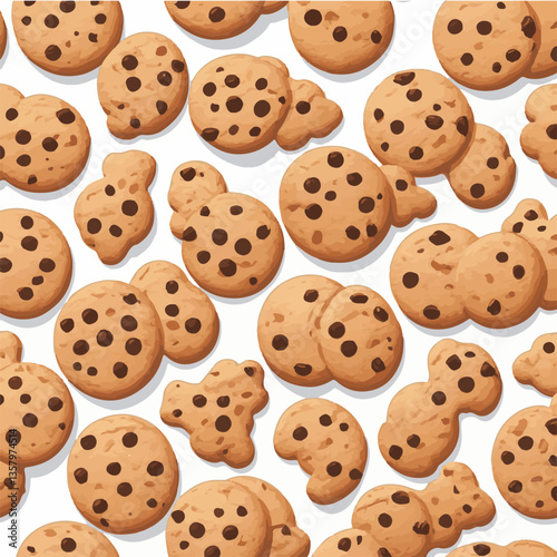 dessert, cookie, food, sweet, biscuit, bakery, background, chocolate, snack, delicious, homemade, brown, candy, isolated, chip, cake, bake, tasty, breakfast, pastry, fresh, closeup, vector, chips, cru