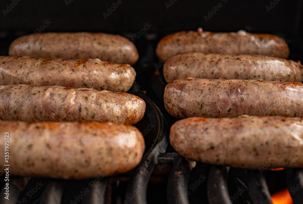 sausages on grill sausages on grill