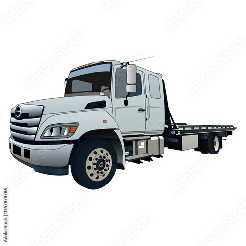 White semi truck isolated Vector