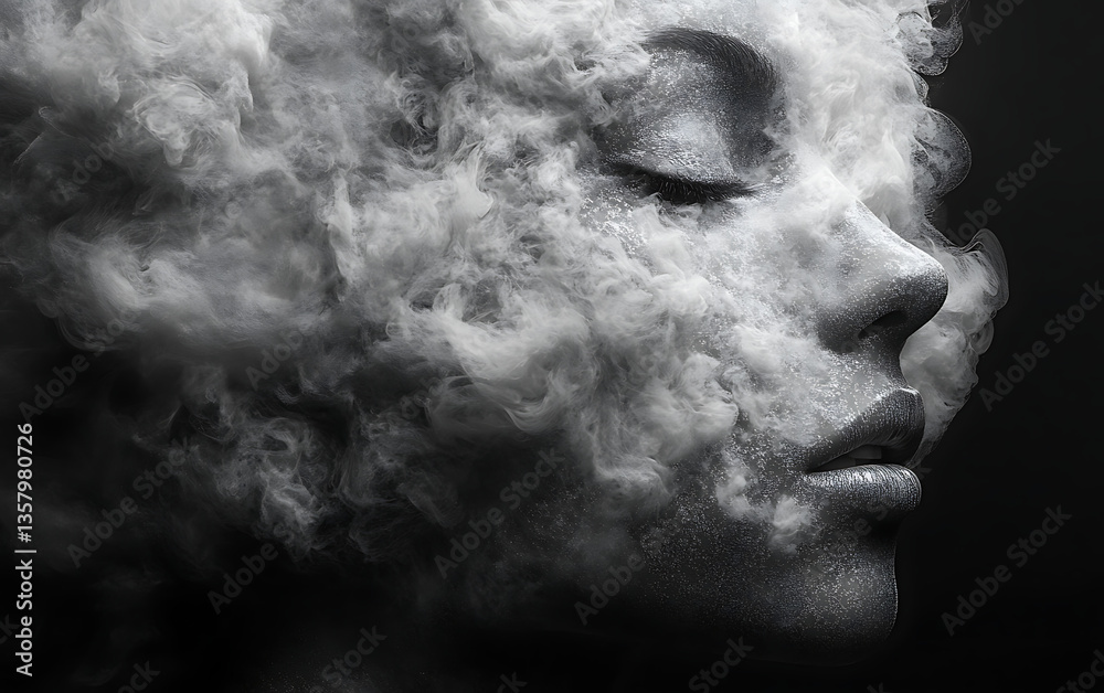 Mysterious Man with Smoke Dramatic Portrait with Artistic Smoke Effect Mysterious Man with Smoke Dramatic Portrait with Artistic Smoke Effect