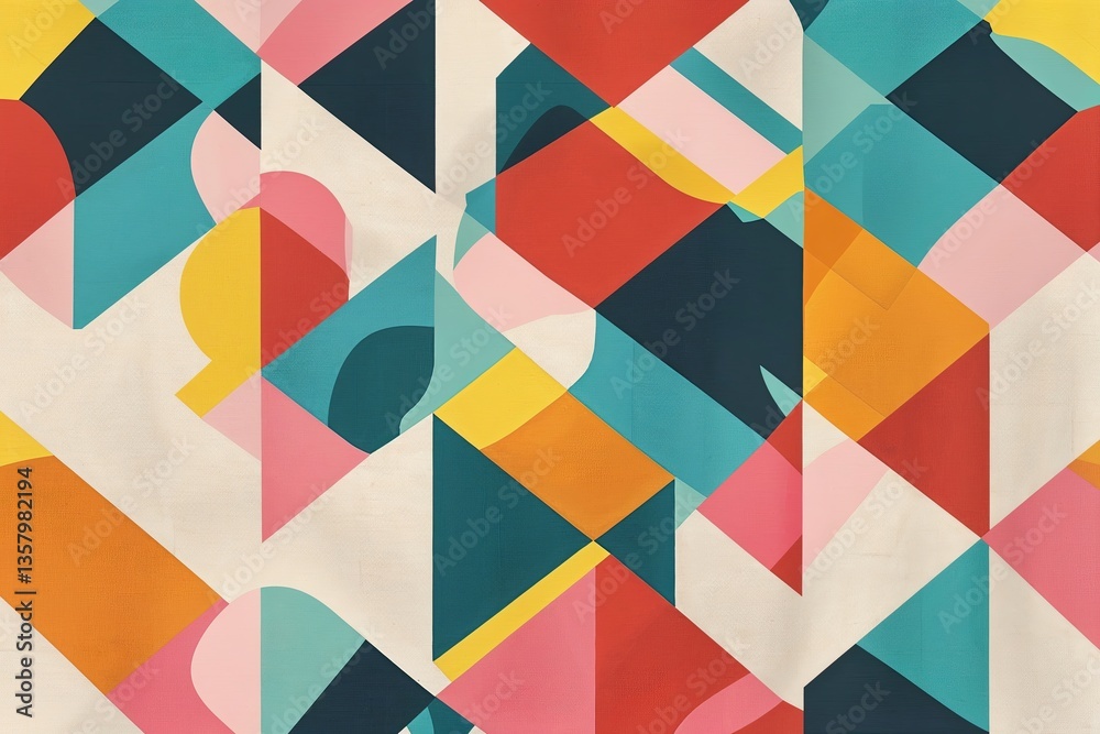 Vibrant Retro Prints Featuring Playful Color Combinations and Layered Geometric Designs Vibrant Retro Prints Featuring Playful Color Combinations and Layered Geometric Designs