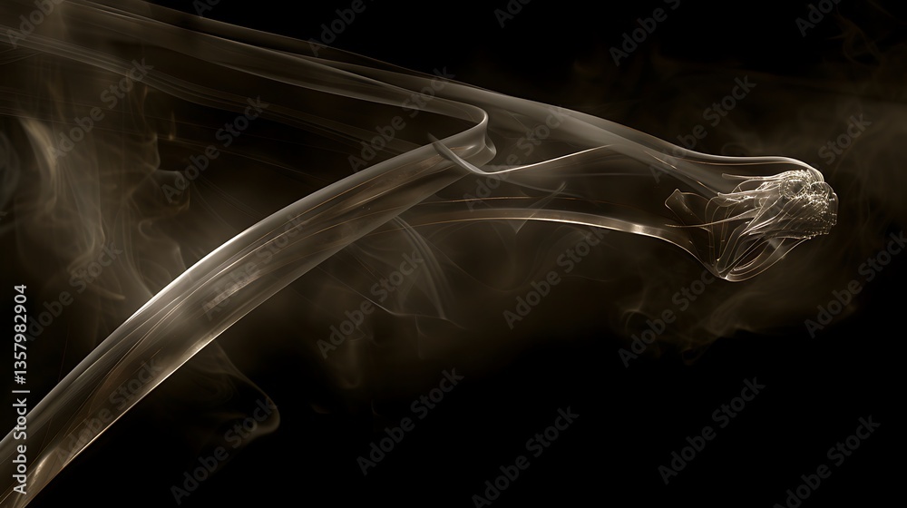 Fototapeta premium Elegant wisps of smoke creating beautiful shapes against dark backgrounds
