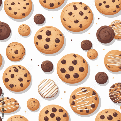 dessert, cookie, food, sweet, biscuit, bakery, background, chocolate, snack, delicious, homemade, brown, candy, isolated, chip, cake, bake, tasty, breakfast, pastry, fresh, closeup, vector, chips, cru