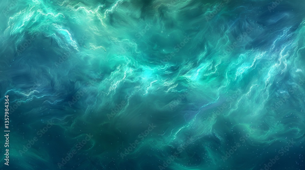 Emerald Nebula Abstract: Cosmic Cloudscape, Teal Galaxy Background, Futuristic Space Art Emerald Nebula Abstract: Cosmic Cloudscape, Teal Galaxy Background, Futuristic Space Art