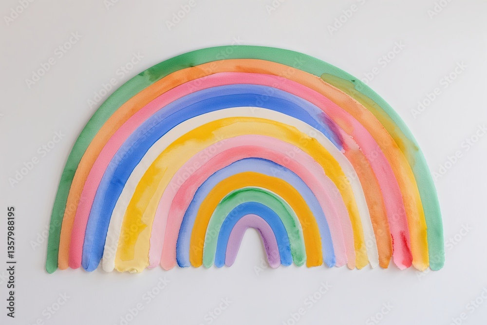 Obraz premium Playful Watercolor Rainbow on a Clean White Background