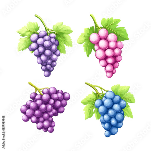 Juicy Colorful Grape Clusters Delightful Freshness Vibrant Harvest Bounty