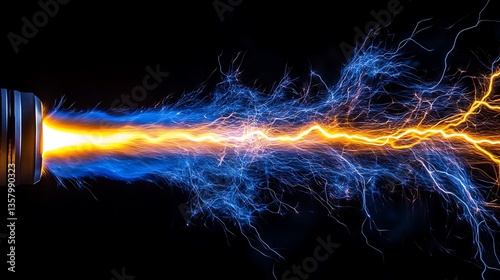 Intense electricity discharge emanating from a cylindrical metal object