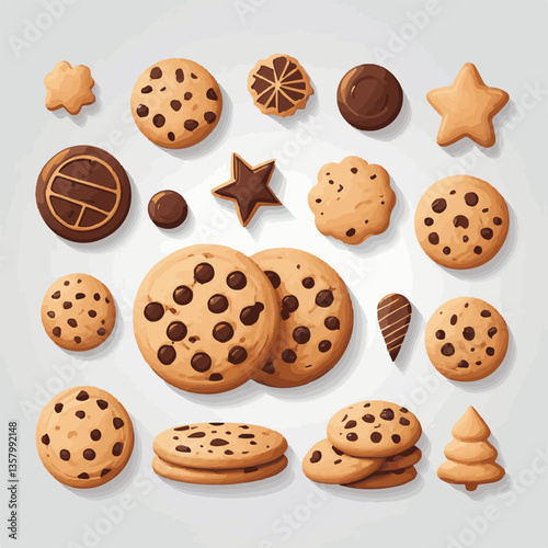 dessert, cookie, food, sweet, biscuit, bakery, background, chocolate, snack, delicious, homemade, brown, candy, isolated, chip, cake, bake, tasty, breakfast, pastry, fresh, closeup, vector, chips, cru