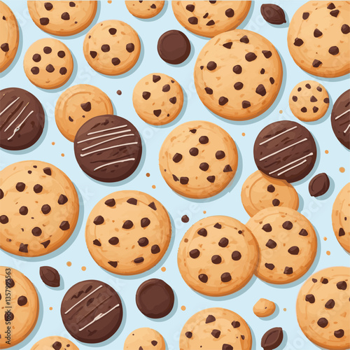 dessert, cookie, food, sweet, biscuit, bakery, background, chocolate, snack, delicious, homemade, brown, candy, isolated, chip, cake, bake, tasty, breakfast, pastry, fresh, closeup, vector, chips, cru