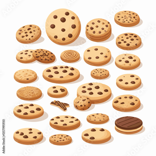 dessert, cookie, food, sweet, biscuit, bakery, background, chocolate, snack, delicious, homemade, brown, candy, isolated, chip, cake, bake, tasty, breakfast, pastry, fresh, closeup, vector, chips, cru