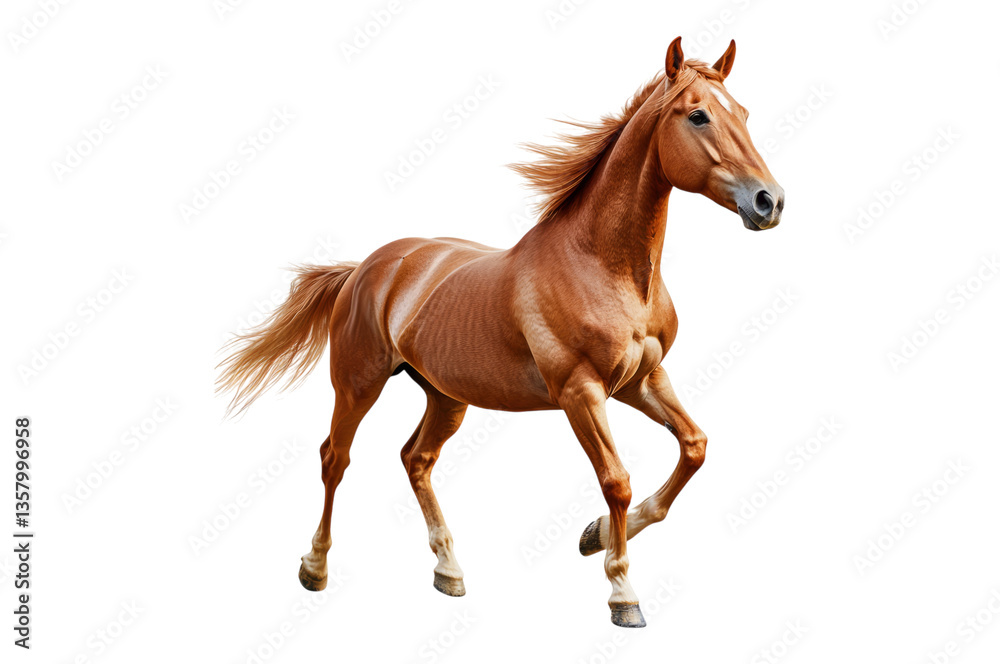 Powerful Chestnut Horse Galloping in Dynamic Action Pose Powerful Chestnut Horse Galloping in Dynamic Action Pose