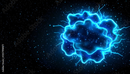 Wallpaper Mural Glowing blue energy orb in dark space Torontodigital.ca