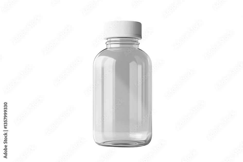 Clear Plastic Bottle with White Cap on Transparent Background, PNG Clear Plastic Bottle with White Cap on Transparent Background, PNG