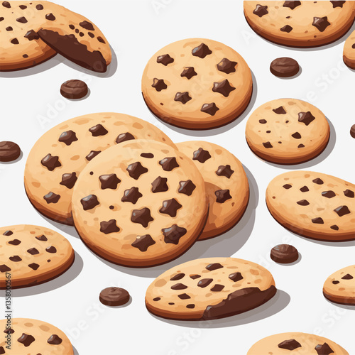 dessert, cookie, food, sweet, biscuit, bakery, background, chocolate, snack, delicious, homemade, brown, candy, isolated, chip, cake, bake, tasty, breakfast, pastry, fresh, closeup, vector, chips, cru