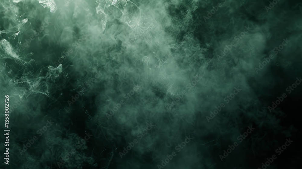 Obraz premium Mystic Green Smoke: Abstract Foggy Texture Background. Magical Atmosphere Effect, Ethereal Dreamscape
