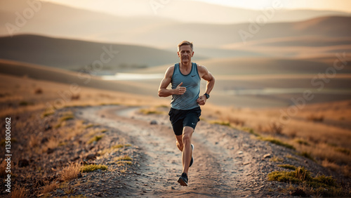 Portrait of a middle-aged man during a morning jog
