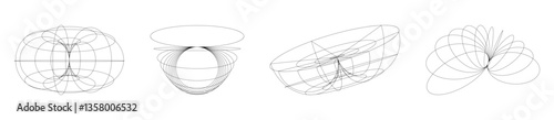 geometric wireframe shapes. perspective grids