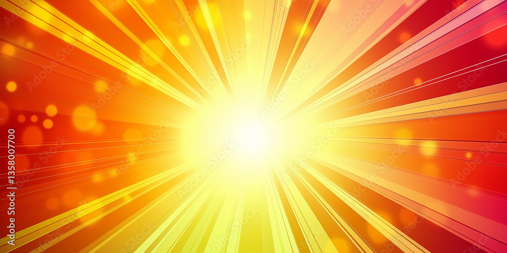 Bright light expanding and creating red and yellow sunburst effect Bright light expanding and creating red and yellow sunburst effect