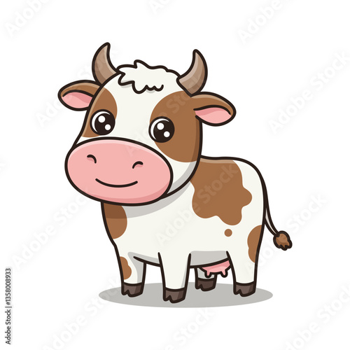 Adorable Cartoon Cow Illustration Cute Farm Animal Design