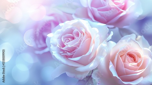 Dreamy Pink Roses Bouquet: Floral Beauty, Valentine'S Day Flowers, Soft Light, Bokeh Background