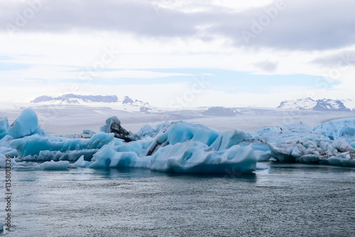 Icebergs floating in Jokulsarlon glacier lagoon in Iceland photo