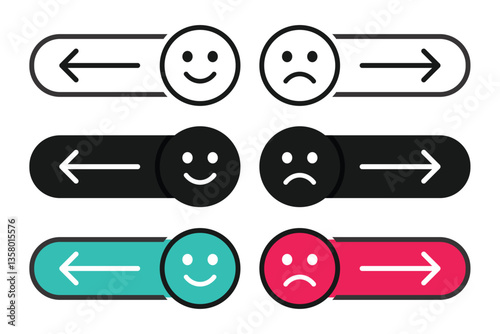 Happy sad slider icon. Illustration vector