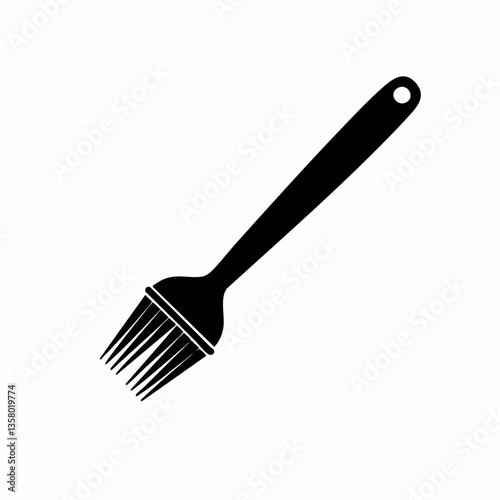 Black and white vector illustration of a basting brush, Vector Image