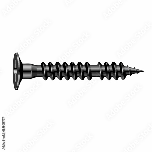 Black Self Tapping Screw Illustration, Vector Image