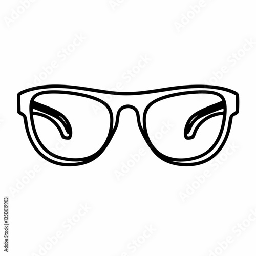 Line art illustration of classic eyeglasses, Vector Image