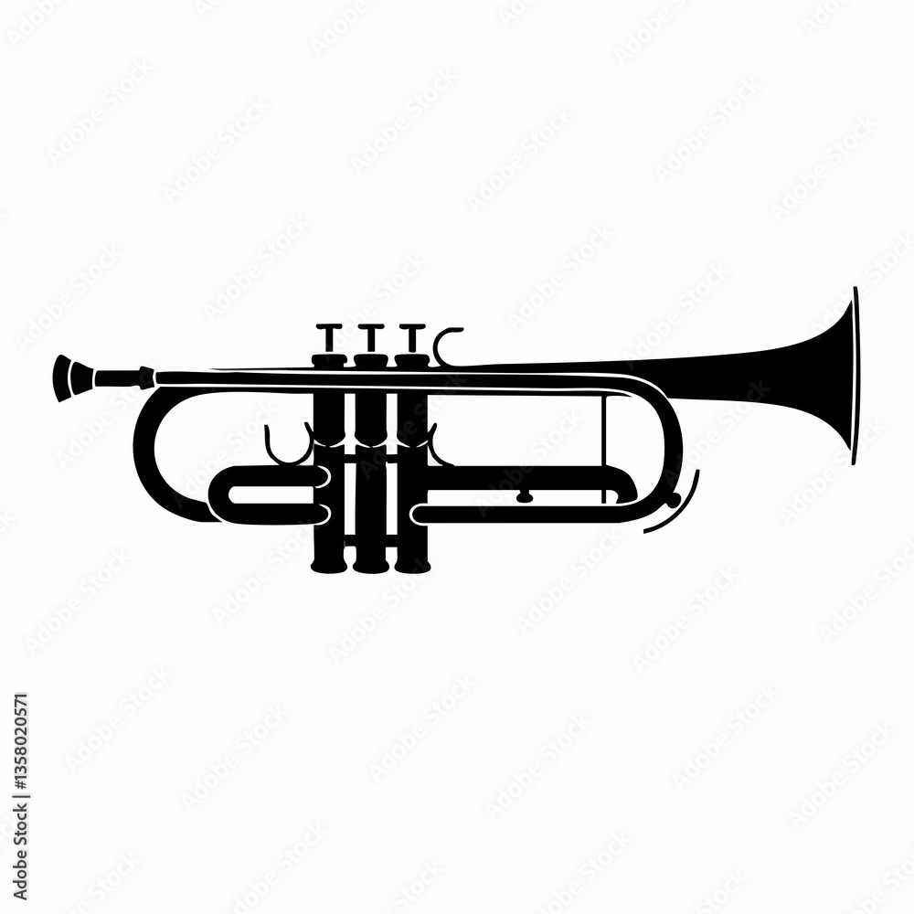 Naklejka premium Trumpet Musical Instrument Silhouette Vector Graphic, Vector Image