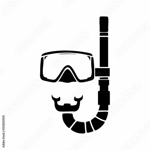 Snorkel Mask and Dive Tube Icon Illustration, Vector Image