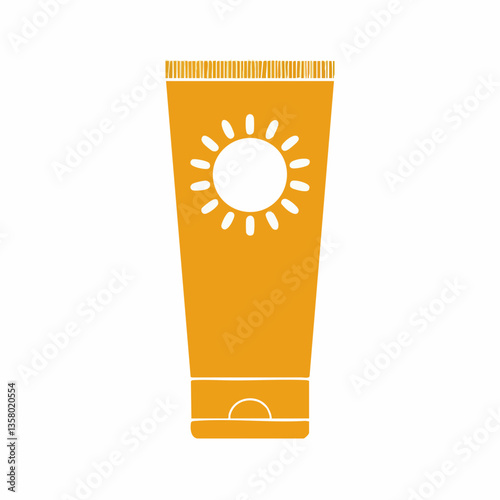 Sun Protection Tube Icon Illustration, Vector Image