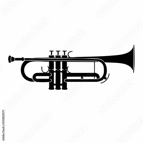 Trumpet Musical Instrument Silhouette Vector Graphic, Vector Image