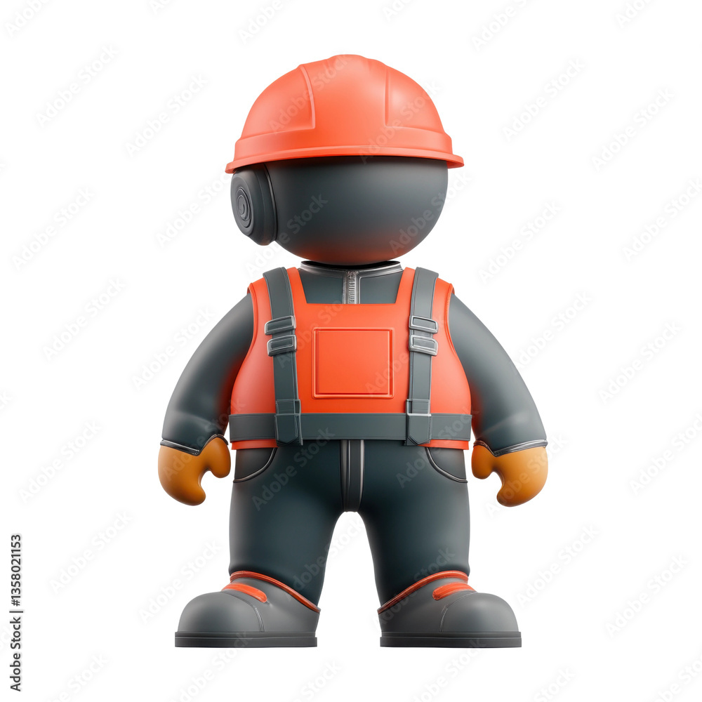 3d model of playful construction worker figurine in studio view 3d model of playful construction worker figurine in studio view