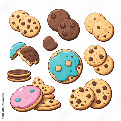 dessert, cookie, food, sweet, biscuit, bakery, background, chocolate, delicious, snack, candy, brown, homemade, bake, tasty, cake, isolated, chip, breakfast, pastry, closeup, fresh, crunchy, sugar, ve