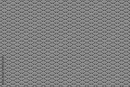 Japanese Chinese ornament oriental pattern wallpaper. Black and white vintage Asian ocean water background on transparent background. Abstract black and white wave seamless pattern. Leather texture.