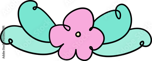 decorative flower doodle art, recolorable for coloring book