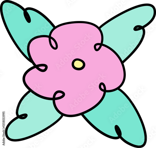 decorative flower doodle art, recolorable for coloring book