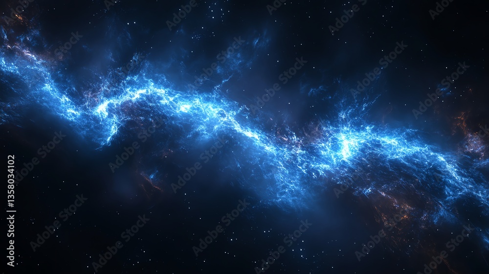 Obraz premium Glowing Blue Nebula in Deep Space with Sparkling Stars