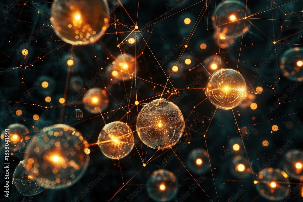 Network buffering shown in glowing orbs, data packets suspended in digital queues within crystalline structures watermark. Network buffering shown in glowing orbs, data packets suspended in digital queues within crystalline structures watermark.