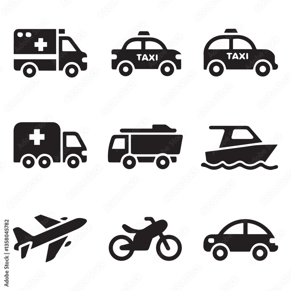 Naklejka premium Creative black and white icon bundle