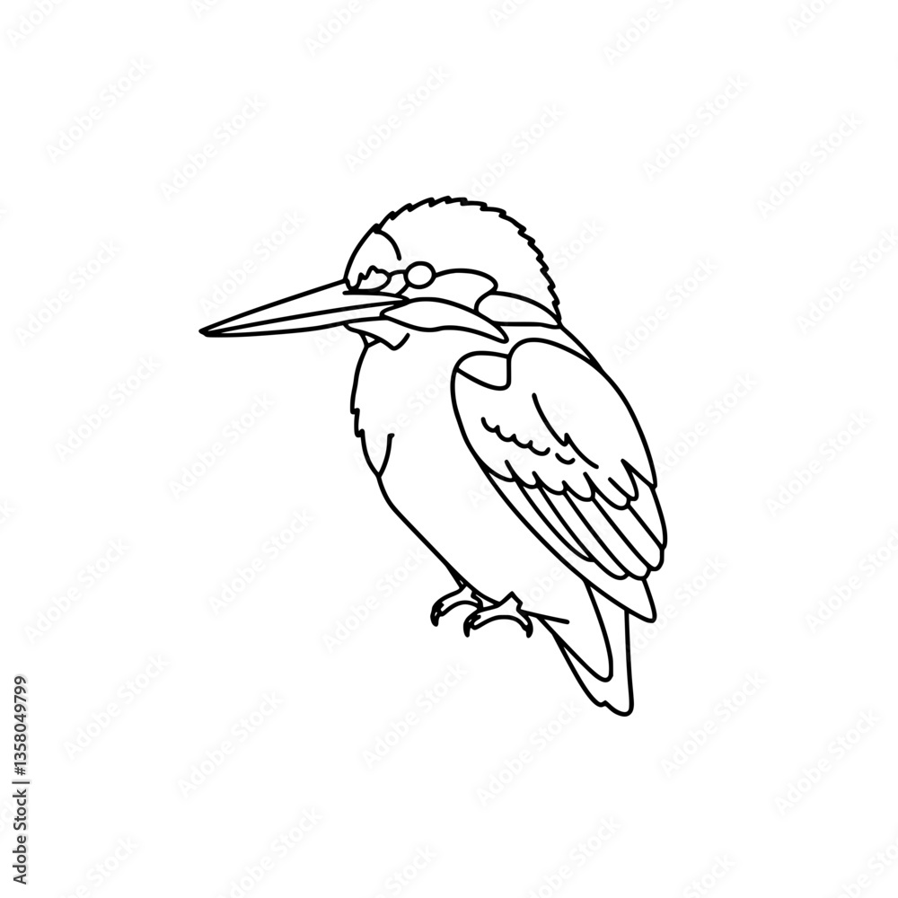 Obraz premium Cute Nuthatch Bird Line Art | Black and White Vector Coloring Design
