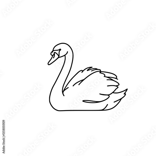 Elegant Heron Line Art | Black and White Vector Bird Illustration