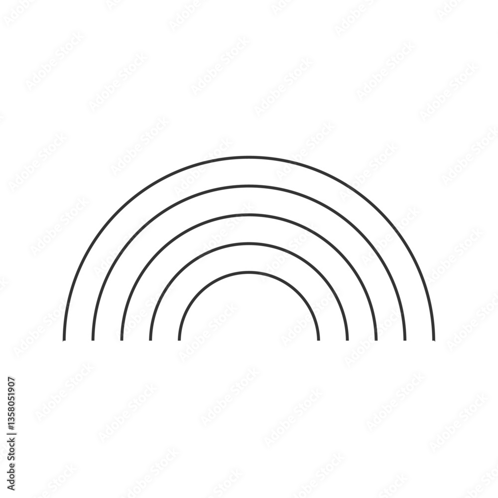 シンプルな虹風のモノクロ線画ベクターイラストアイコン シンプルな虹風のモノクロ線画ベクターイラストアイコン