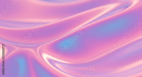 A futuristic holographic surface with smooth, iridescent reflections shifting between pink, blue, and purple. The texture is glossy and high-tech.
