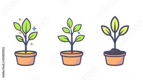 Professional Plant Growth Stages Agriculture Color Line Icon for Agricultural Infographics