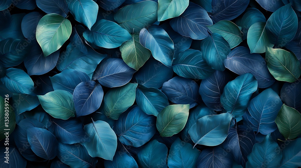 Deep Blue Leaf Pattern Texture. Deep Blue Leaf Pattern Texture.