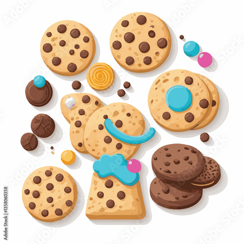 dessert, cookie, food, sweet, biscuit, bakery, background, chocolate, delicious, snack, candy, brown, homemade, bake, tasty, cake, isolated, chip, breakfast, pastry, closeup, fresh, crunchy, sugar, ve